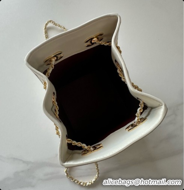 Luxury Chanel Lambskin Bucket Bag with Chain AP5359 White 2026