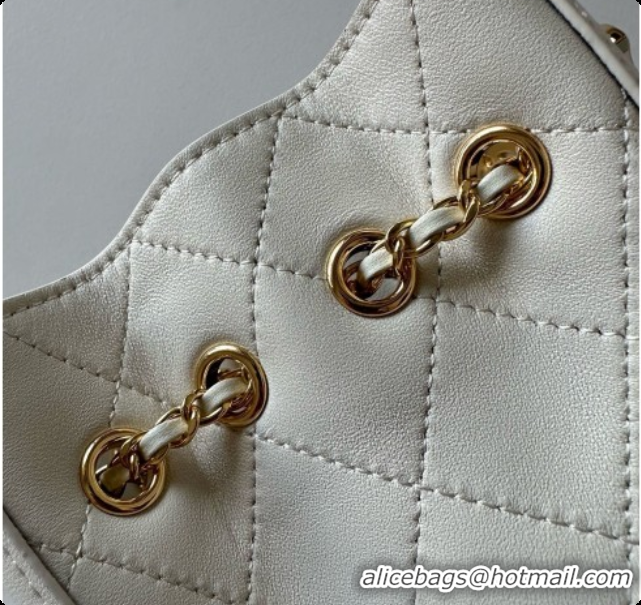 Luxury Chanel Lambskin Bucket Bag with Chain AP5359 White 2026