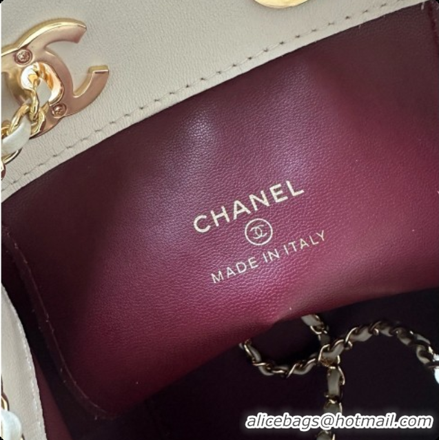 Luxury Chanel Lambskin Bucket Bag with Chain AP5359 White 2026