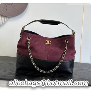 Unique Style Chanel Small Tote Bag in Suede Calfskin and Lambskin AS5634 Black/Burgundy 2026