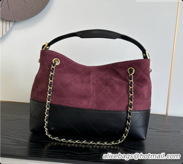 Unique Style Chanel Small Tote Bag in Suede Calfskin and Lambskin AS5634 Black/Burgundy 2026