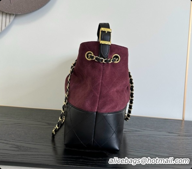 Unique Style Chanel Small Tote Bag in Suede Calfskin and Lambskin AS5634 Black/Burgundy 2026