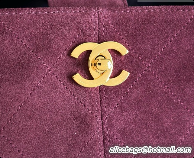 Unique Style Chanel Small Tote Bag in Suede Calfskin and Lambskin AS5634 Black/Burgundy 2026