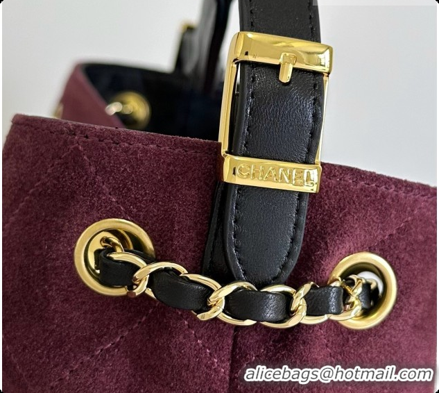 Unique Style Chanel Small Tote Bag in Suede Calfskin and Lambskin AS5634 Black/Burgundy 2026
