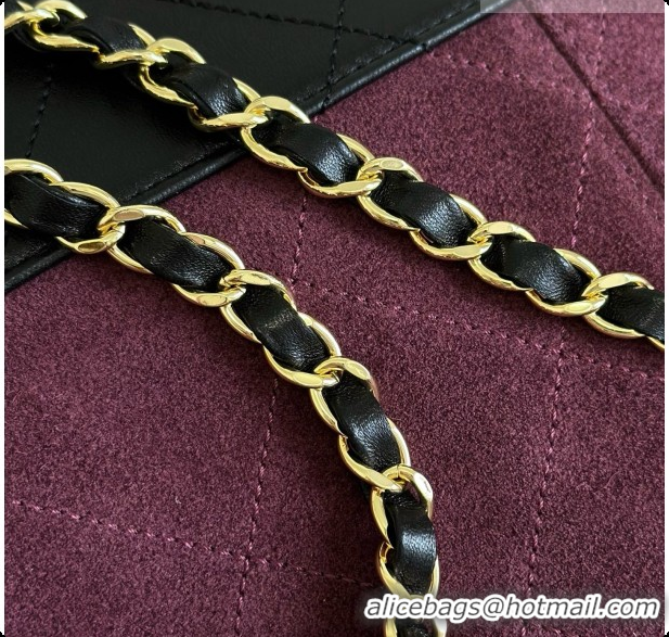 Unique Style Chanel Small Tote Bag in Suede Calfskin and Lambskin AS5634 Black/Burgundy 2026