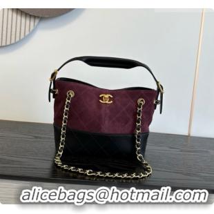 Best Price Chanel Mini Tote Bag in Suede Calfskin and Lambskin 6633 Black/Burgundy 2026