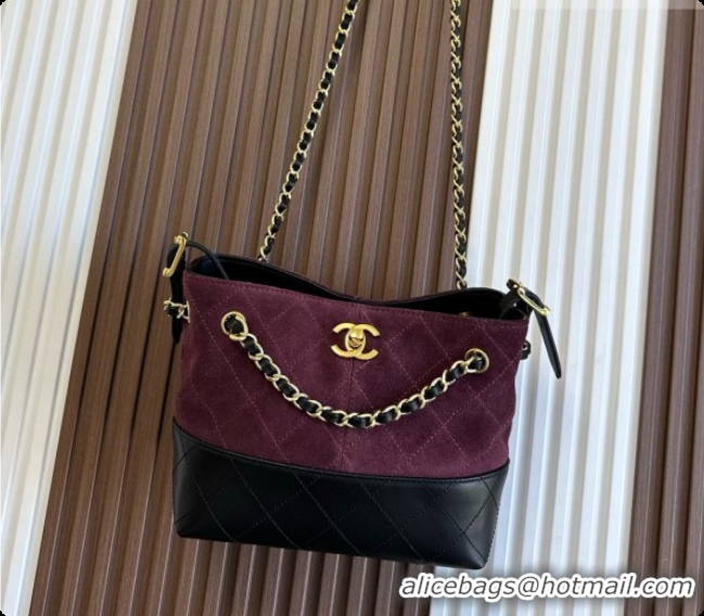 Best Price Chanel Mini Tote Bag in Suede Calfskin and Lambskin 6633 Black/Burgundy 2026