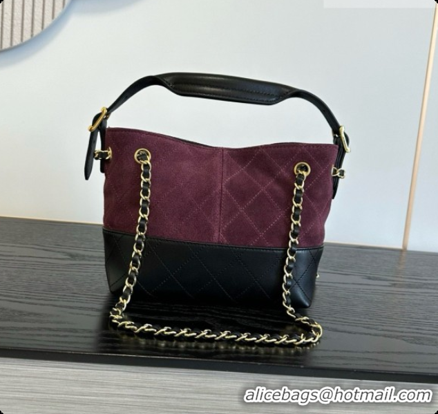 Best Price Chanel Mini Tote Bag in Suede Calfskin and Lambskin 6633 Black/Burgundy 2026