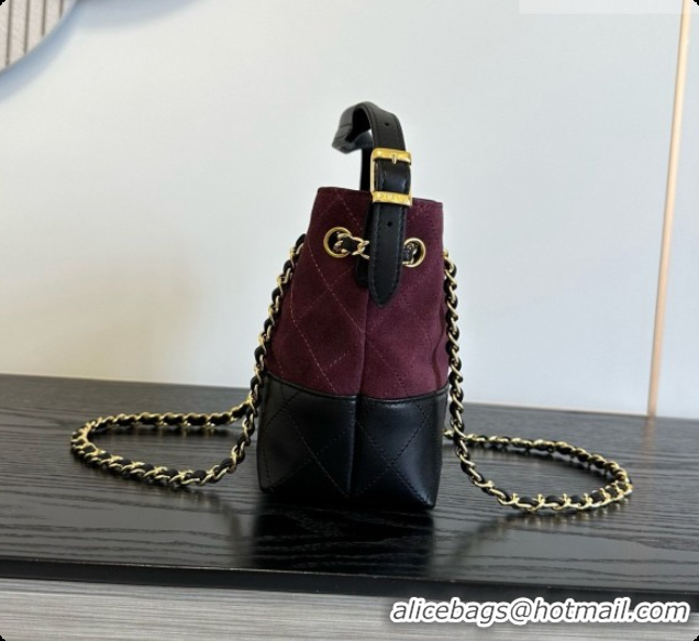 Best Price Chanel Mini Tote Bag in Suede Calfskin and Lambskin 6633 Black/Burgundy 2026