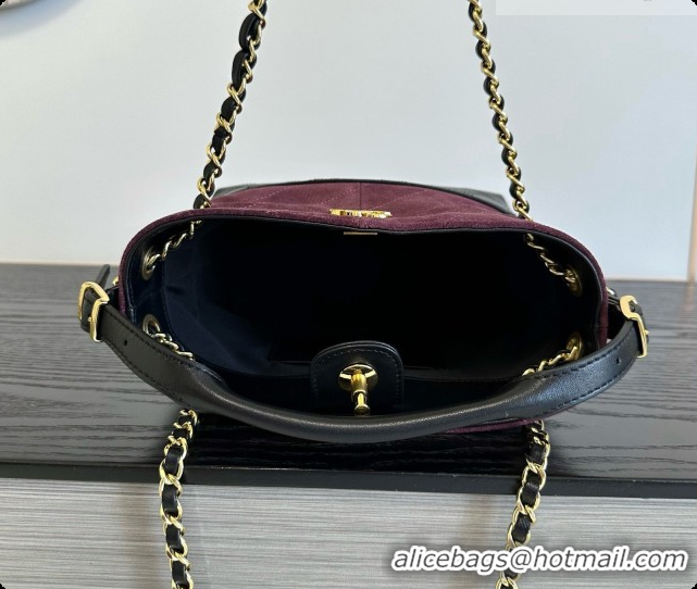 Best Price Chanel Mini Tote Bag in Suede Calfskin and Lambskin 6633 Black/Burgundy 2026