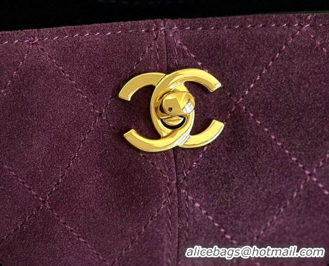 Best Price Chanel Mini Tote Bag in Suede Calfskin and Lambskin 6633 Black/Burgundy 2026