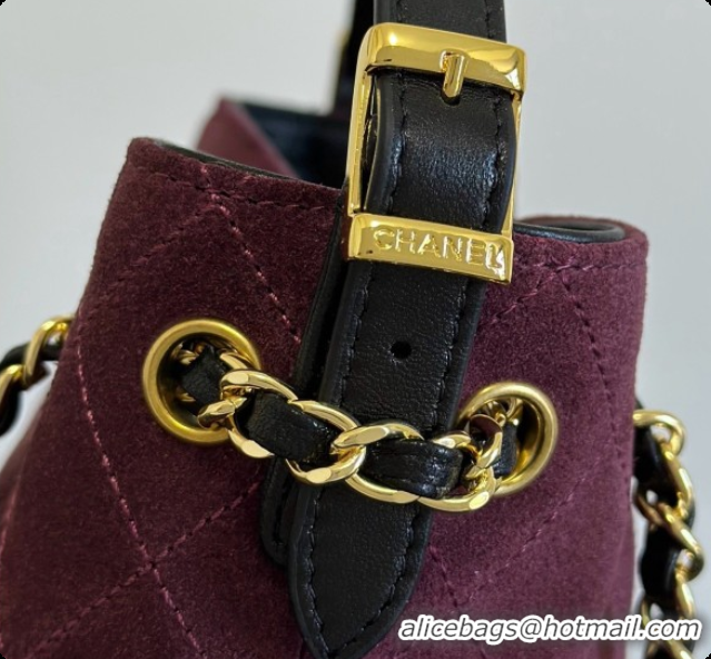 Best Price Chanel Mini Tote Bag in Suede Calfskin and Lambskin 6633 Black/Burgundy 2026