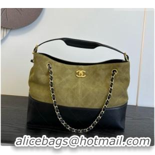 Best Product Chanel Small Tote Bag in Suede Calfskin and Lambskin AS5634 Black/Green 2026