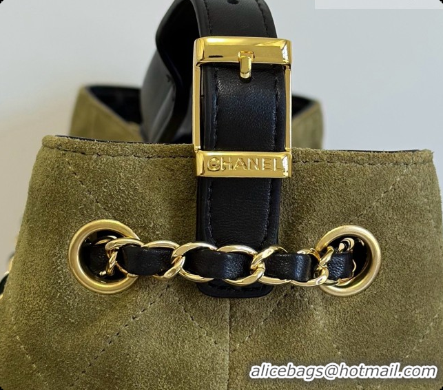 Best Product Chanel Small Tote Bag in Suede Calfskin and Lambskin AS5634 Black/Green 2026