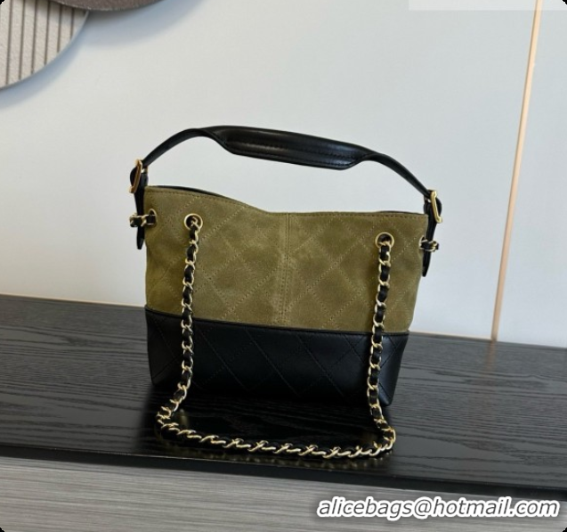 Low Price Chanel Mini Tote Bag in Suede Calfskin and Lambskin 6633 Black/Green 2026