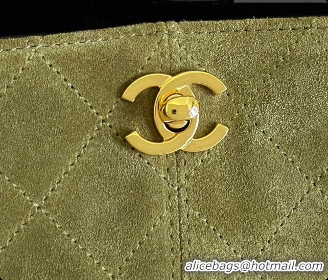 Low Price Chanel Mini Tote Bag in Suede Calfskin and Lambskin 6633 Black/Green 2026