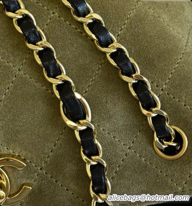 Low Price Chanel Mini Tote Bag in Suede Calfskin and Lambskin 6633 Black/Green 2026