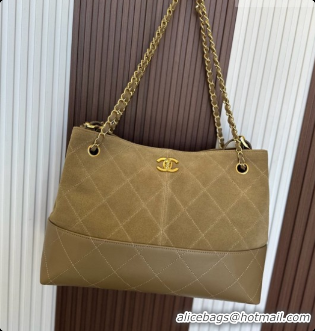 Purchase Chanel Small Tote Bag in Suede Calfskin and Lambskin AS5634 Apricot Brown 2026