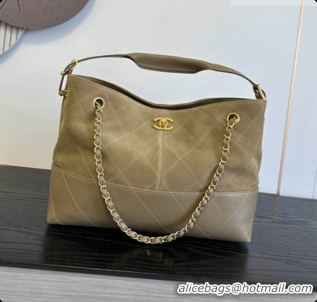 Purchase Chanel Small Tote Bag in Suede Calfskin and Lambskin AS5634 Apricot Brown 2026