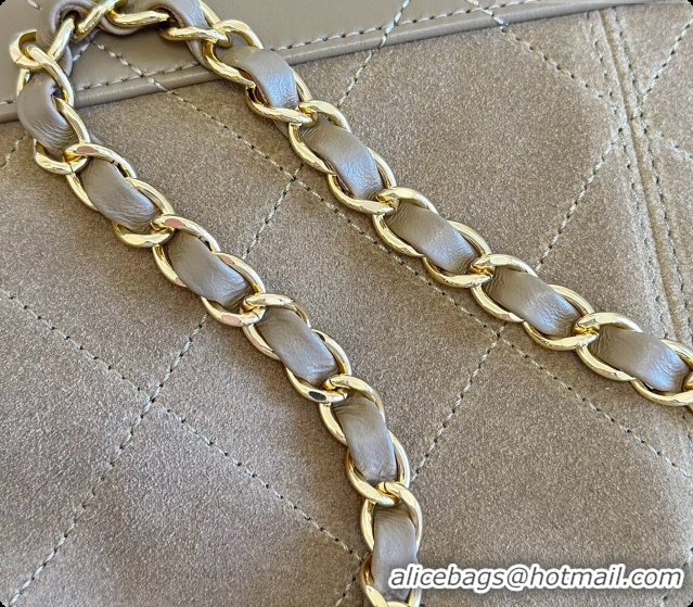Purchase Chanel Small Tote Bag in Suede Calfskin and Lambskin AS5634 Apricot Brown 2026