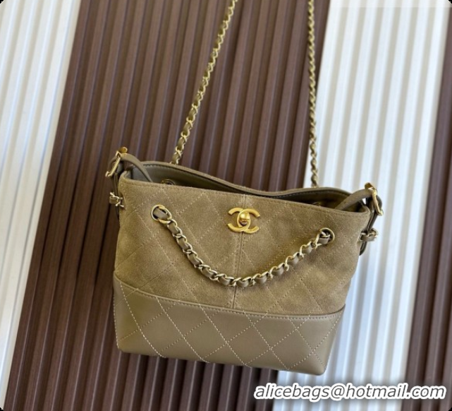 Good Quality Chanel Mini Tote Bag in Suede Calfskin and Lambskin 6633 Apricot Brown 2026