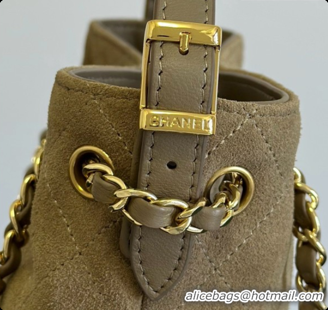 Good Quality Chanel Mini Tote Bag in Suede Calfskin and Lambskin 6633 Apricot Brown 2026