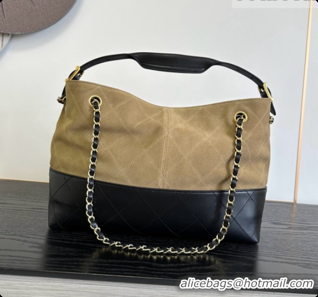 Grade Quality Chanel Small Tote Bag in Suede Calfskin and Lambskin AS5634 Black/Brown 2026