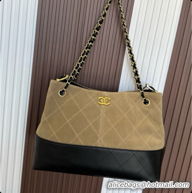 Grade Quality Chanel Small Tote Bag in Suede Calfskin and Lambskin AS5634 Black/Brown 2026
