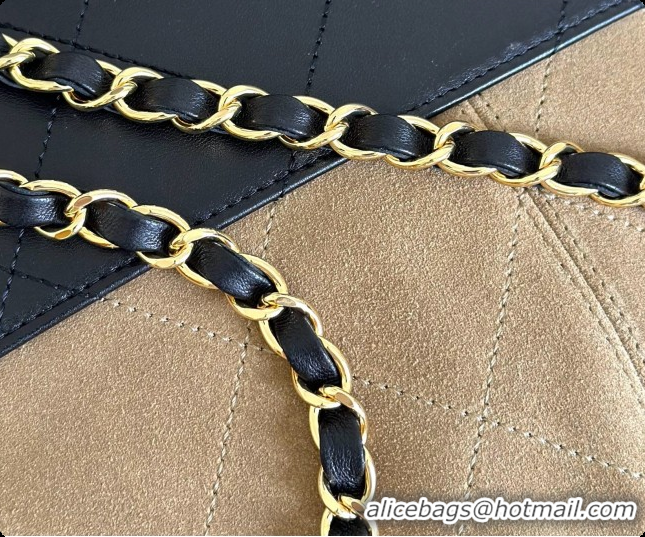 Grade Quality Chanel Small Tote Bag in Suede Calfskin and Lambskin AS5634 Black/Brown 2026