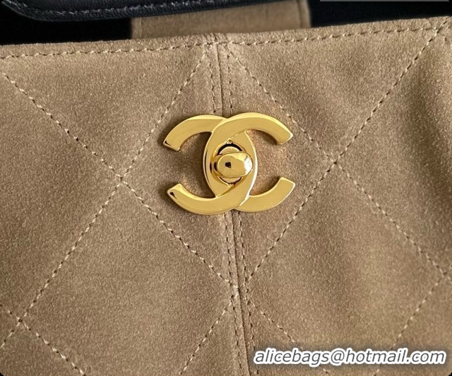Grade Quality Chanel Small Tote Bag in Suede Calfskin and Lambskin AS5634 Black/Brown 2026
