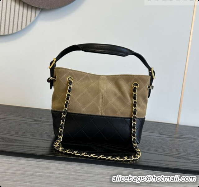 Best Grade Chanel Mini Tote Bag in Suede Calfskin and Lambskin 6633 Black/Brown 2026