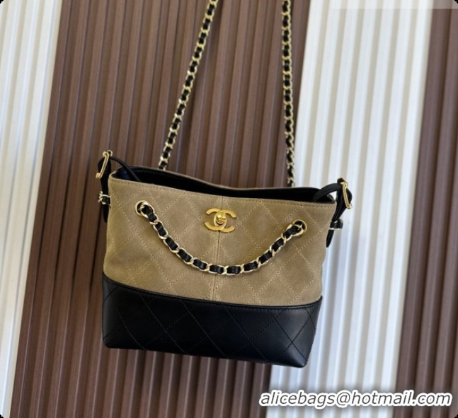 Best Grade Chanel Mini Tote Bag in Suede Calfskin and Lambskin 6633 Black/Brown 2026