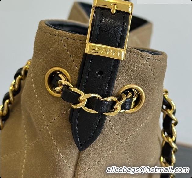 Best Grade Chanel Mini Tote Bag in Suede Calfskin and Lambskin 6633 Black/Brown 2026