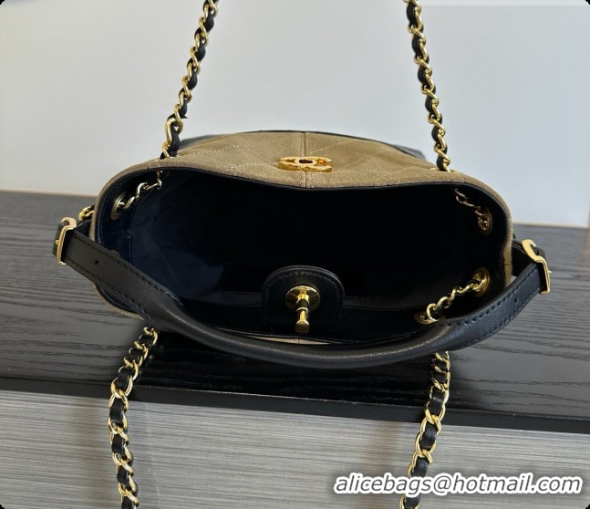 Best Grade Chanel Mini Tote Bag in Suede Calfskin and Lambskin 6633 Black/Brown 2026