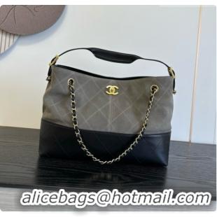 Classic Hot Chanel Small Tote Bag in Suede Calfskin and Lambskin AS5634 Black/Grey 2026
