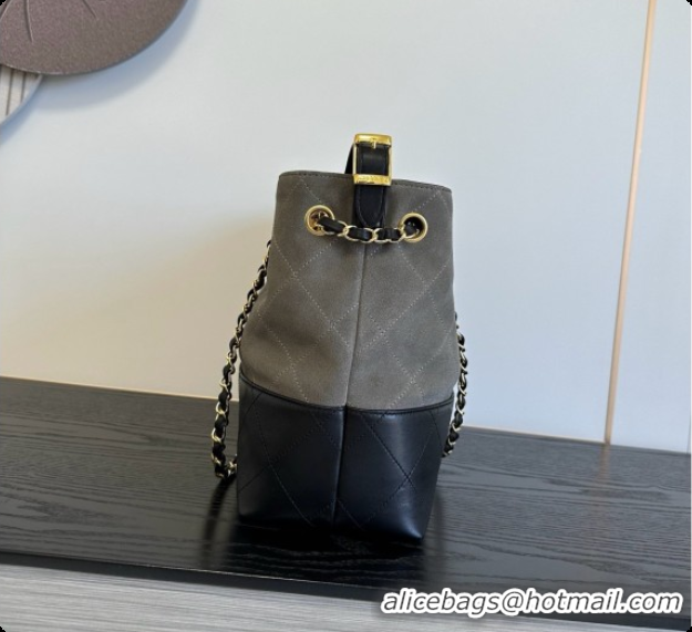 Classic Hot Chanel Small Tote Bag in Suede Calfskin and Lambskin AS5634 Black/Grey 2026