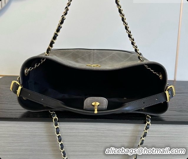 Classic Hot Chanel Small Tote Bag in Suede Calfskin and Lambskin AS5634 Black/Grey 2026