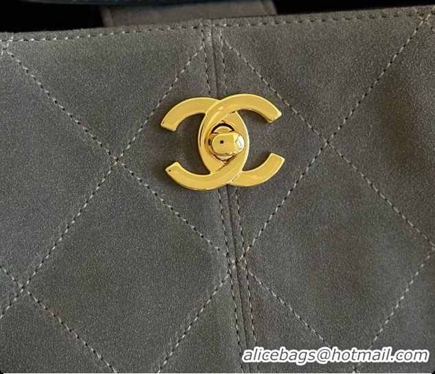 Classic Hot Chanel Small Tote Bag in Suede Calfskin and Lambskin AS5634 Black/Grey 2026