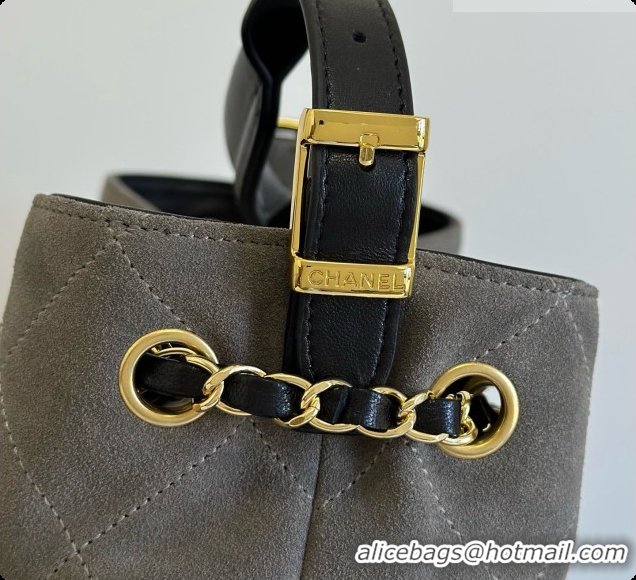 Classic Hot Chanel Small Tote Bag in Suede Calfskin and Lambskin AS5634 Black/Grey 2026