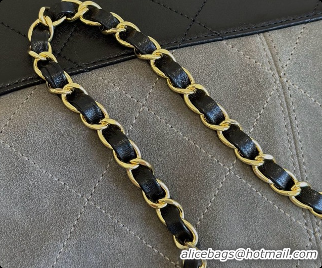 Classic Hot Chanel Small Tote Bag in Suede Calfskin and Lambskin AS5634 Black/Grey 2026