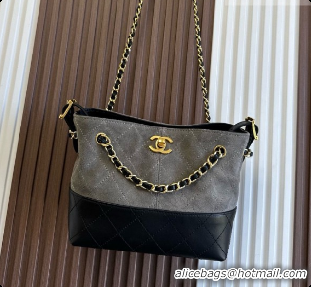 Good Looking Chanel Mini Tote Bag in Suede Calfskin and Lambskin 6633 Black/Grey 2026