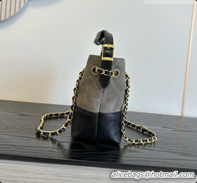 Good Looking Chanel Mini Tote Bag in Suede Calfskin and Lambskin 6633 Black/Grey 2026