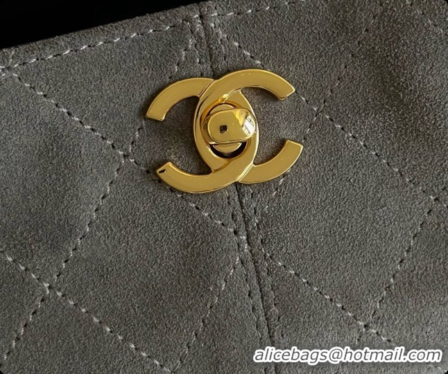 Good Looking Chanel Mini Tote Bag in Suede Calfskin and Lambskin 6633 Black/Grey 2026