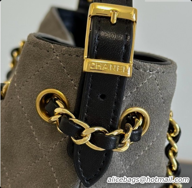 Good Looking Chanel Mini Tote Bag in Suede Calfskin and Lambskin 6633 Black/Grey 2026