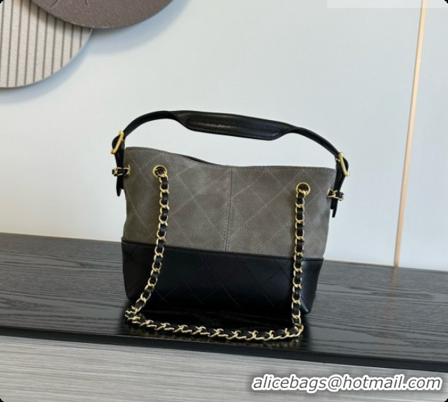 Good Looking Chanel Mini Tote Bag in Suede Calfskin and Lambskin 6633 Black/Grey 2026