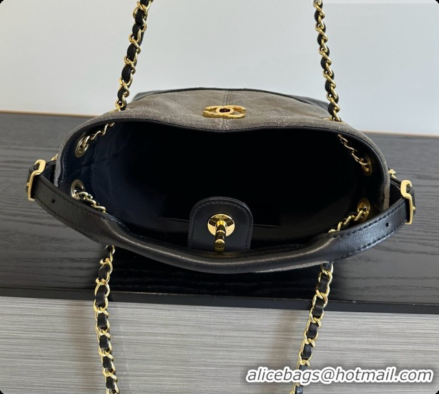 Good Looking Chanel Mini Tote Bag in Suede Calfskin and Lambskin 6633 Black/Grey 2026