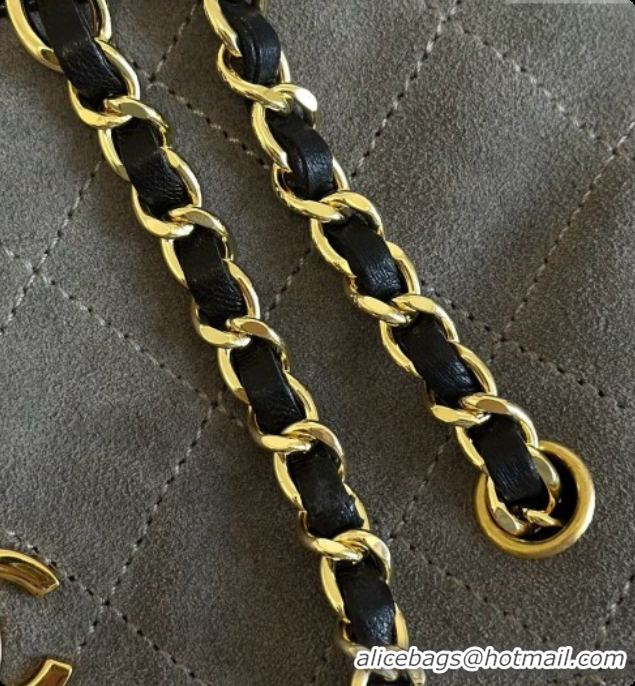Good Looking Chanel Mini Tote Bag in Suede Calfskin and Lambskin 6633 Black/Grey 2026