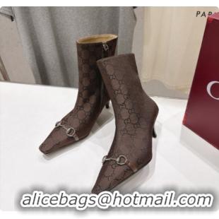 Shop Duplicate Shop Duplicate Gucci Vittoria Bootie in Dark Brown GG Canvas 5.5cm Heel 865516 2026