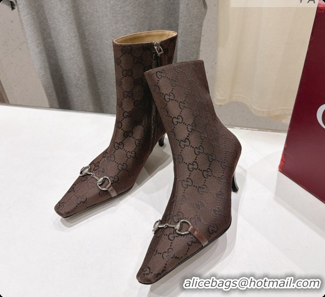 Shop Duplicate Shop Duplicate Gucci Vittoria Bootie in Dark Brown GG Canvas 5.5cm Heel 865516 2026