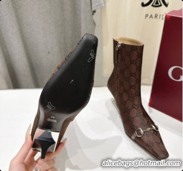 Shop Duplicate Shop Duplicate Gucci Vittoria Bootie in Dark Brown GG Canvas 5.5cm Heel 865516 2026